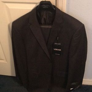 2 piece suit Brown/w blue pin stripes